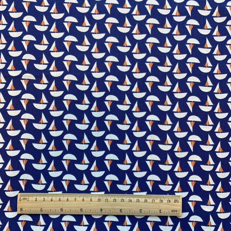 Printed Cotton MOJACA Cobalt / Orange